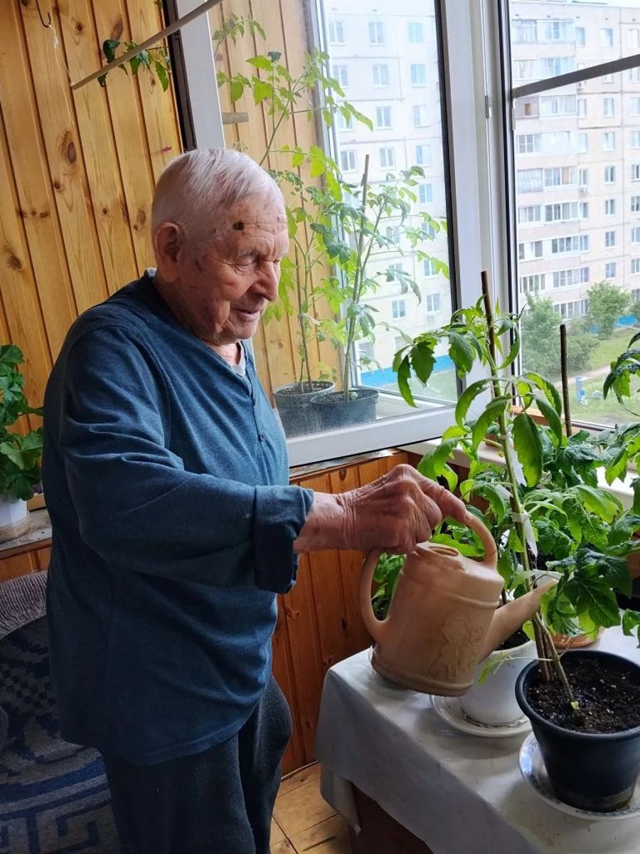 Михаил Алексеев выращивает огород на подоконнике