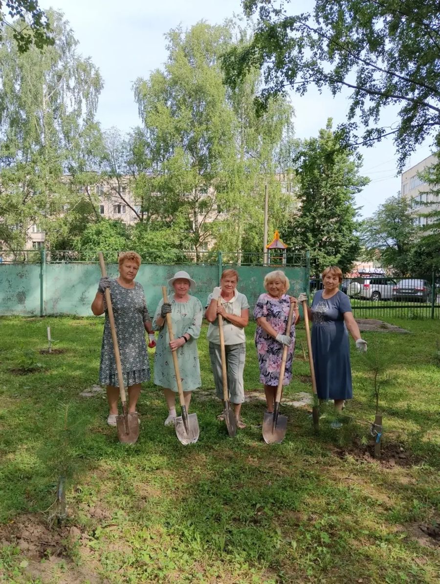 Серебряные волонтёры ухаживают за «Дубравой долголетия» в рамках проекта «Зелёный мир»
